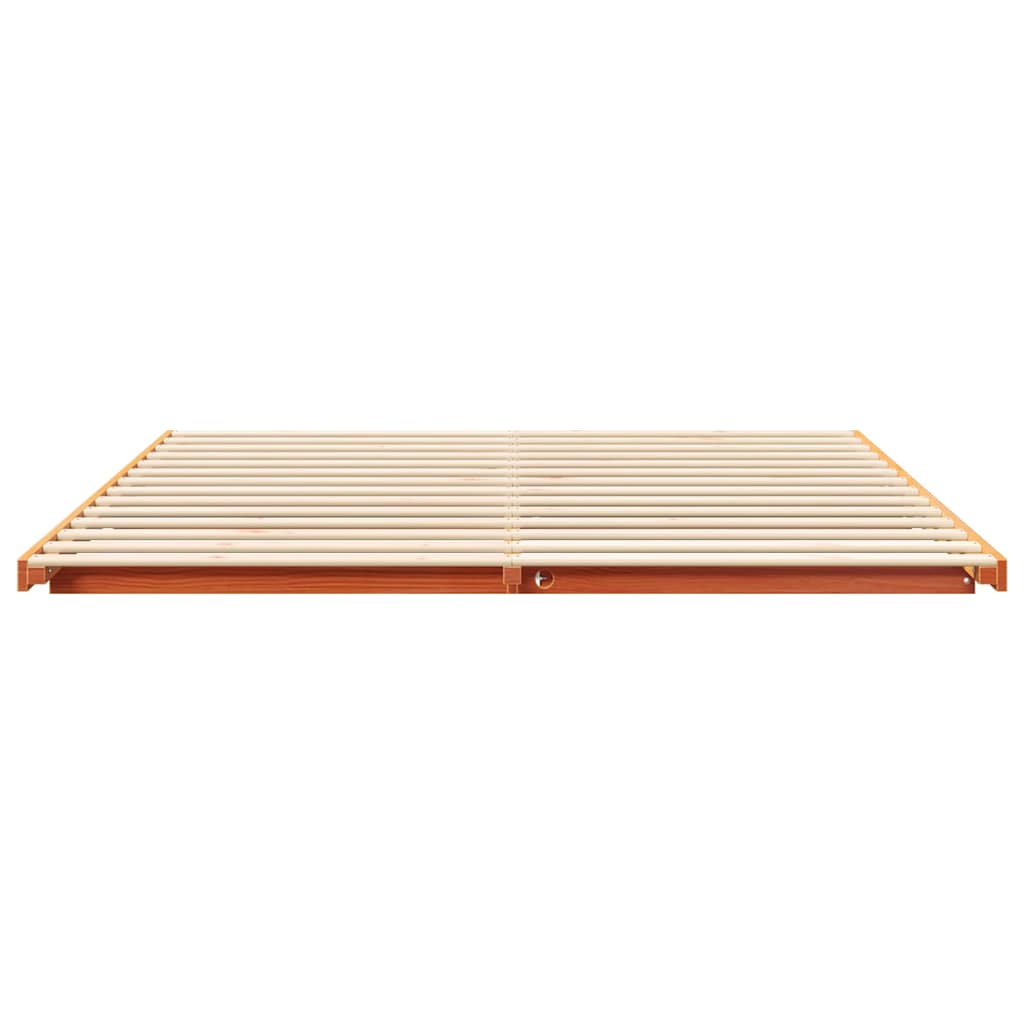 Bed Frame Wax Brown 200 x 220 cm Solid Pine Wood