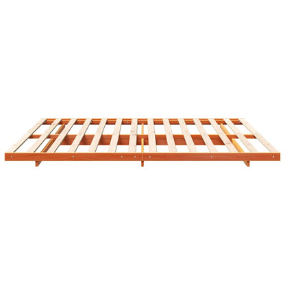 Bed Frame Wax Brown 200 x 220 cm Solid Pine Wood