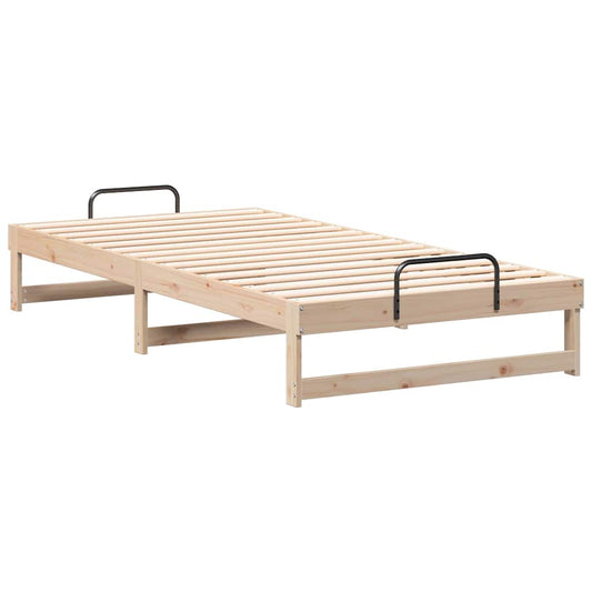 Bed Frame with Carry Handles Brown Solid pine wood
