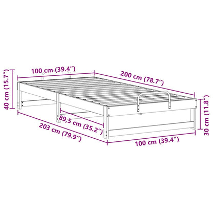 Bed Frame with Carry Handles Brown Solid pine wood