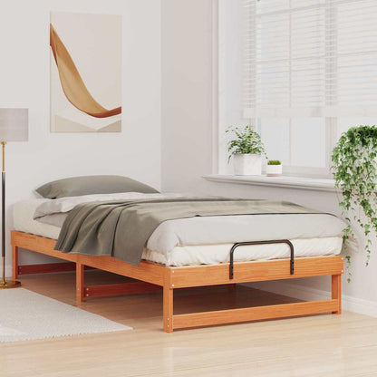 Bed Frame with Carry Handles Brown Solid pine wood