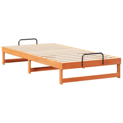 Bed Frame with Carry Handles Brown Solid pine wood