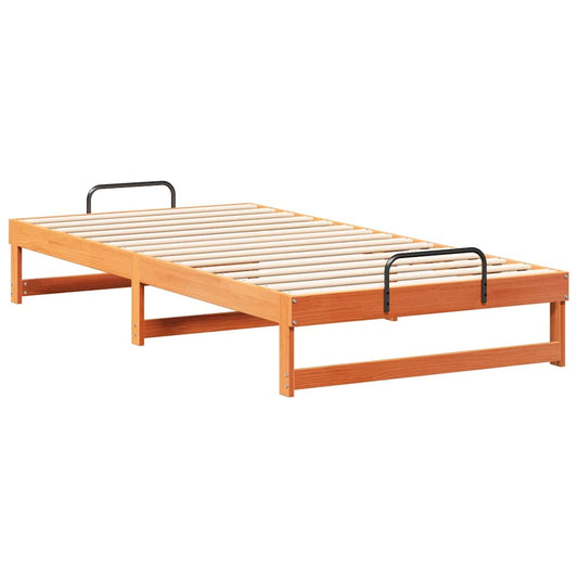 Bed Frame with Carry Handles Brown Solid pine wood