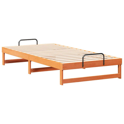 Bed Frame with Carry Handles Brown Solid pine wood