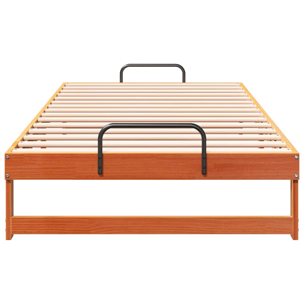 Bed Frame with Carry Handles Brown Solid pine wood