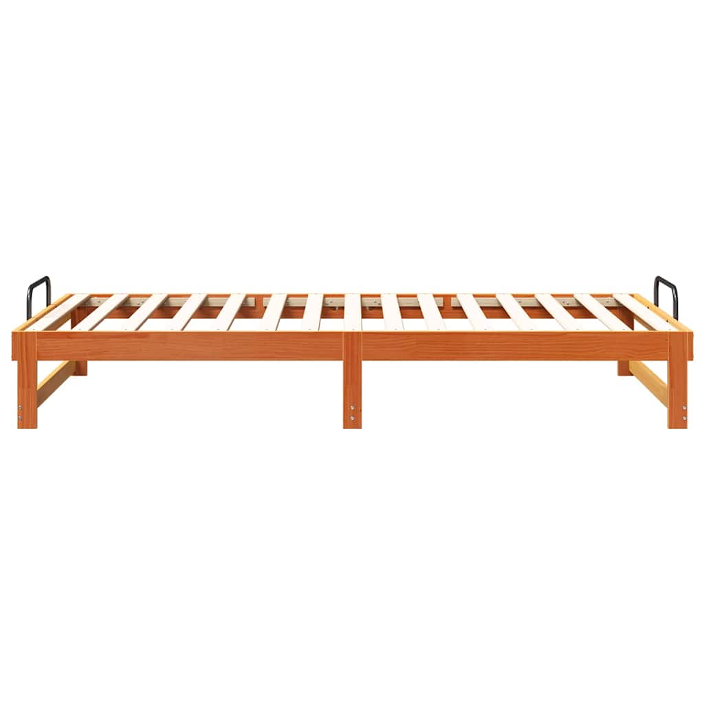 Bed Frame with Carry Handles Brown Solid pine wood