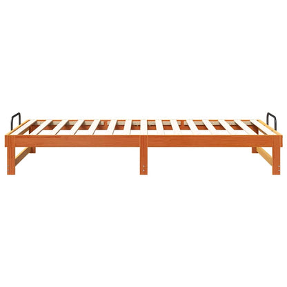 Bed Frame with Carry Handles Brown Solid pine wood