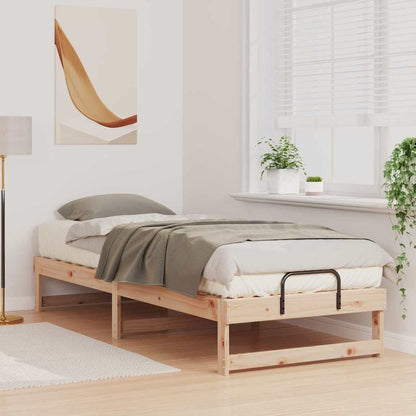 Bed Frame with Carry Handles Brown Solid pine wood