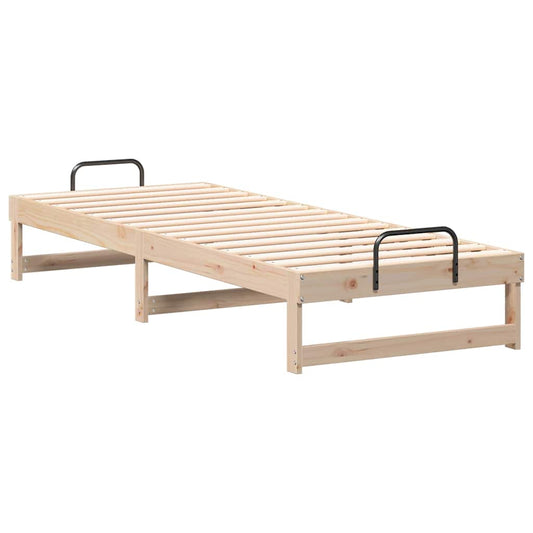 Bed Frame with Carry Handles Brown Solid pine wood