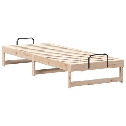 Bed Frame with Carry Handles Brown Solid pine wood