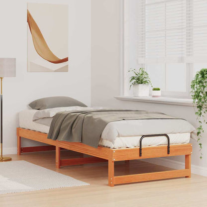 Bed Frame with Carry Handles Brown Solid pine wood