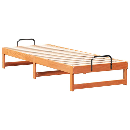Bed Frame with Carry Handles Brown Solid pine wood