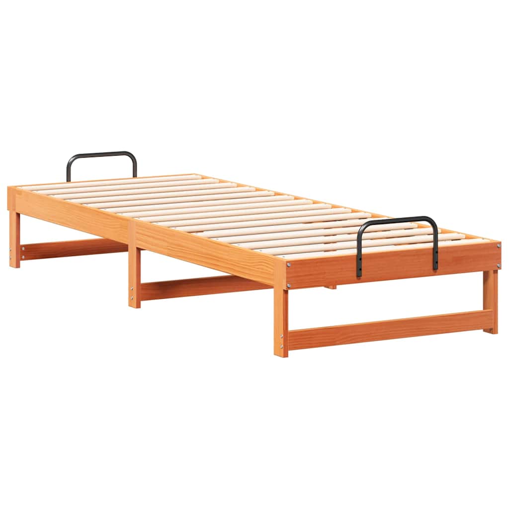 Bed Frame with Carry Handles Brown Solid pine wood