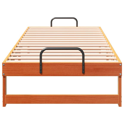 Bed Frame with Carry Handles Brown Solid pine wood