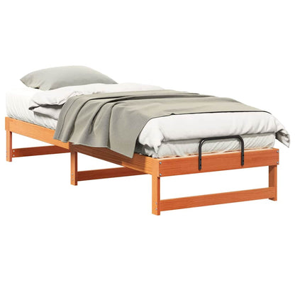 Bed Frame with Carry Handles Brown Solid pine wood