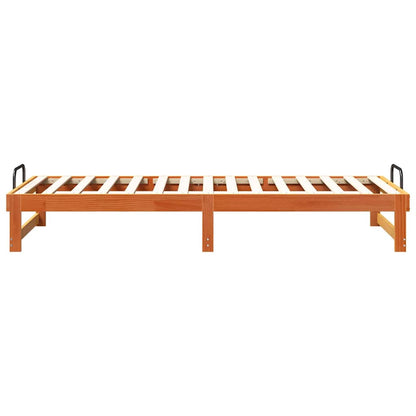 Bed Frame with Carry Handles Brown Solid pine wood