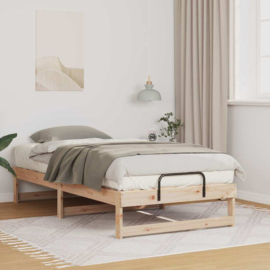 Bed Frame with Carry Handles Brown Solid pine wood