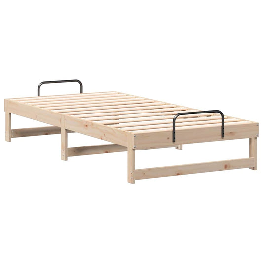 Bed Frame with Carry Handles Brown Solid pine wood
