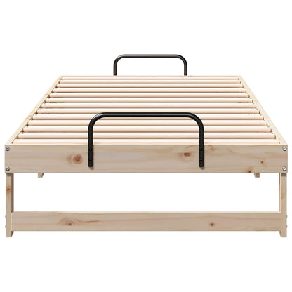 Bed Frame with Carry Handles Brown Solid pine wood