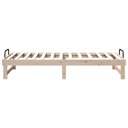 Bed Frame with Carry Handles Brown Solid pine wood