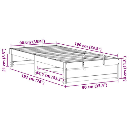 Bed Frame White 90 x 190 cm Solid Pine Wood