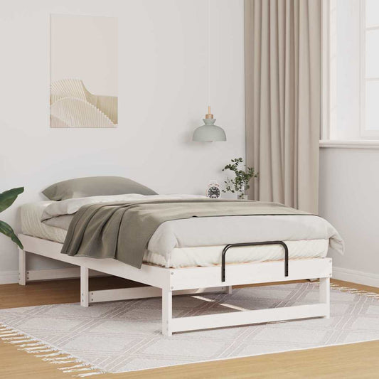 Bed Frame with Carry Handles White Solid pine wood