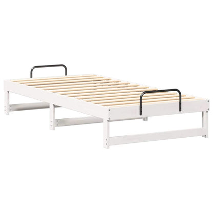 Bed Frame with Carry Handles White Solid pine wood