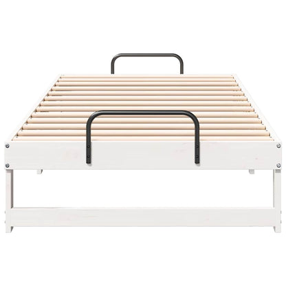 Bed Frame with Carry Handles White Solid pine wood