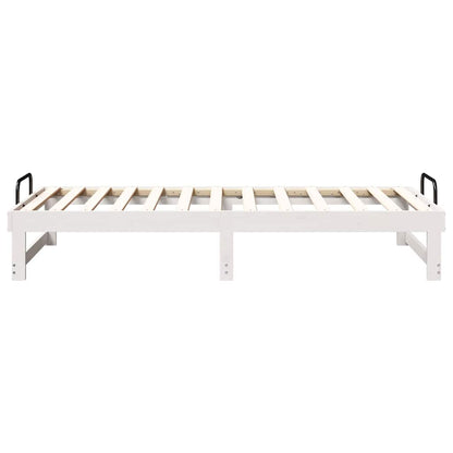 Bed Frame with Carry Handles White Solid pine wood