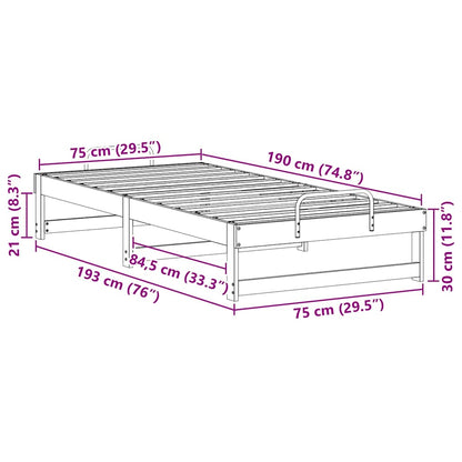 Bed Frame with Carry Handles White Solid pine wood