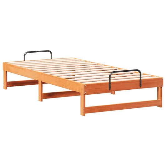 Bed Frame with Carry Handles Brown Solid pine wood