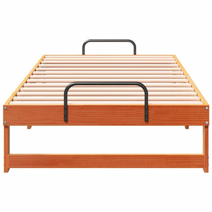 Bed Frame with Carry Handles Brown Solid pine wood
