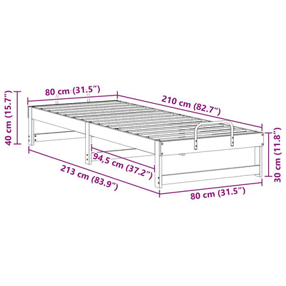Bed Frame White 80 x 210 cm Solid Pine Wood