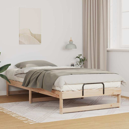 Bed Frame with Carry Handles Brown Solid pine wood