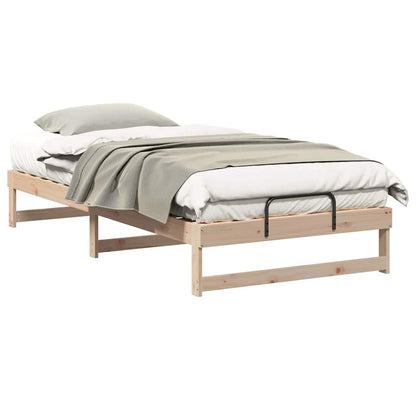 Bed Frame with Carry Handles Brown Solid pine wood