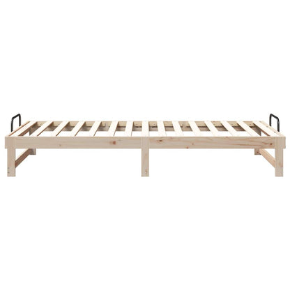Bed Frame with Carry Handles Brown Solid pine wood
