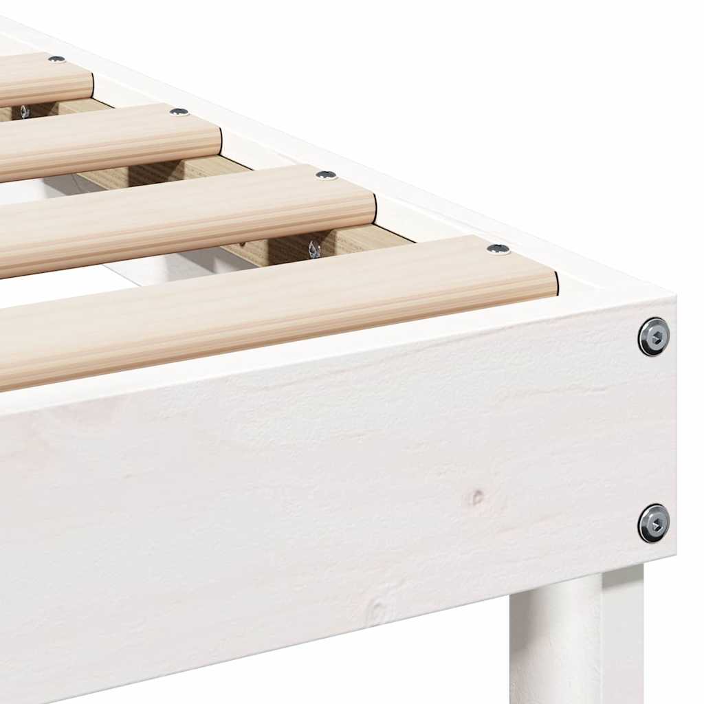 Bed Frame White 100 x 210 cm Solid Pine Wood