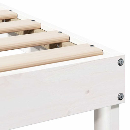 Bed Frame White 100 x 210 cm Solid Pine Wood