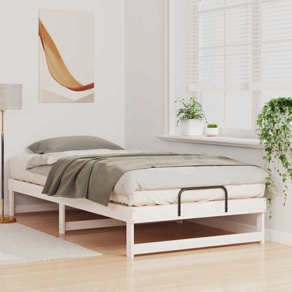 Bed Frame White 100 x 210 cm Solid Pine Wood