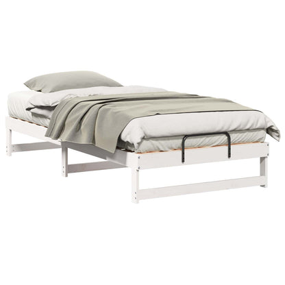 Bed Frame White 100 x 210 cm Solid Pine Wood