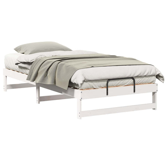Bed Frame White 100 x 210 cm Solid Pine Wood