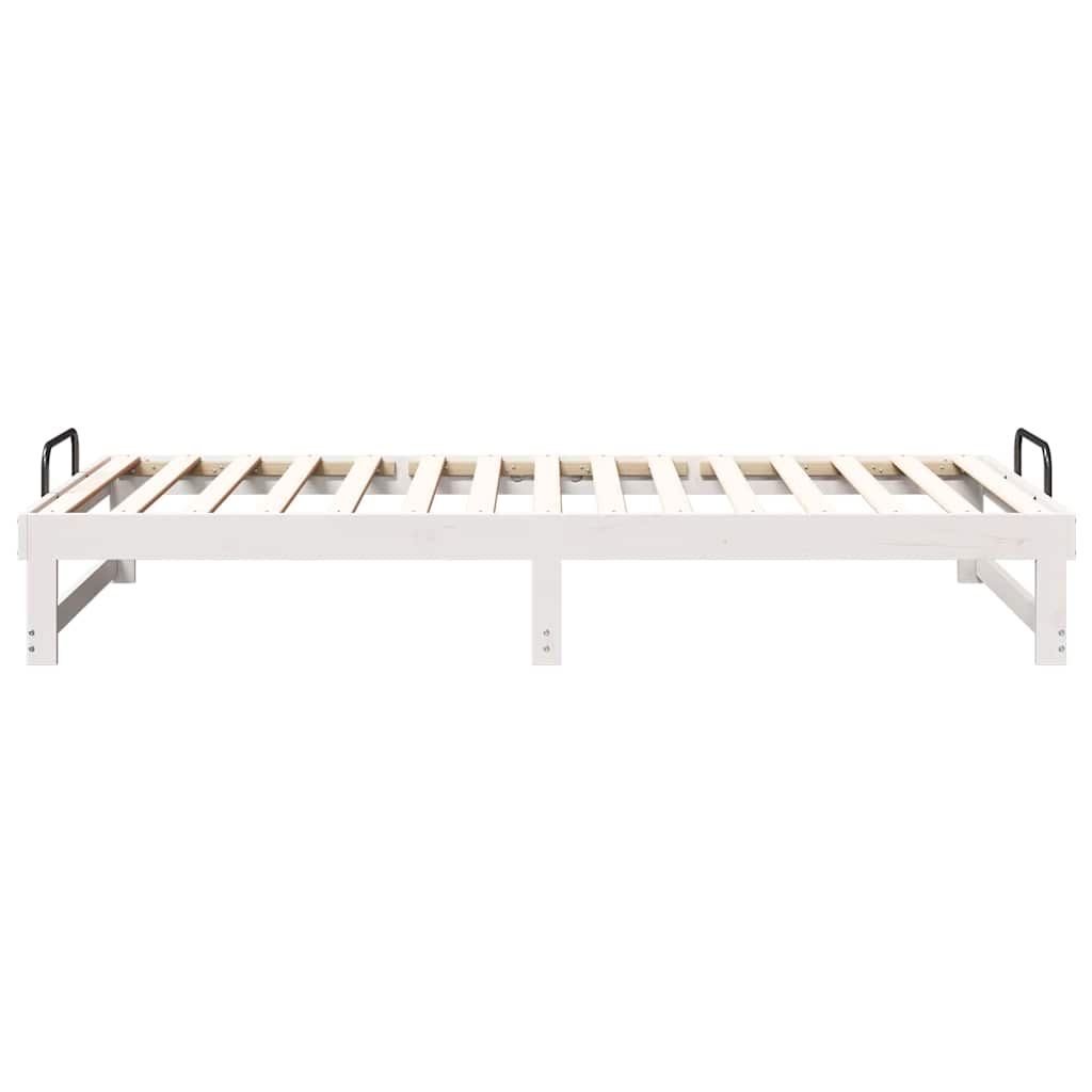 Bed Frame White 100 x 210 cm Solid Pine Wood