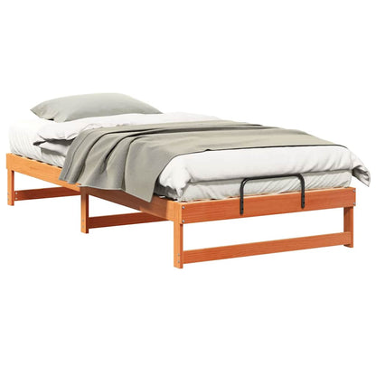 Bed Frame with Carry Handles Brown Solid pine wood