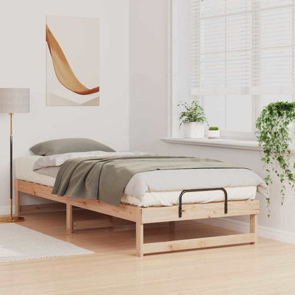 Bed Frame with Carry Handles Brown Solid pine wood