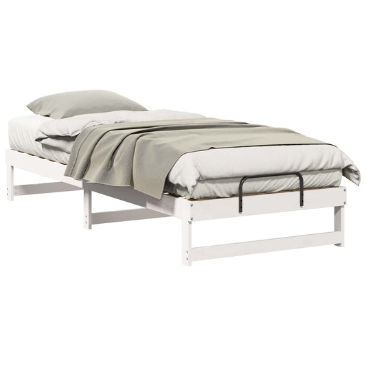 Bed Frame White 80 x 220 cm Solid Pine Wood