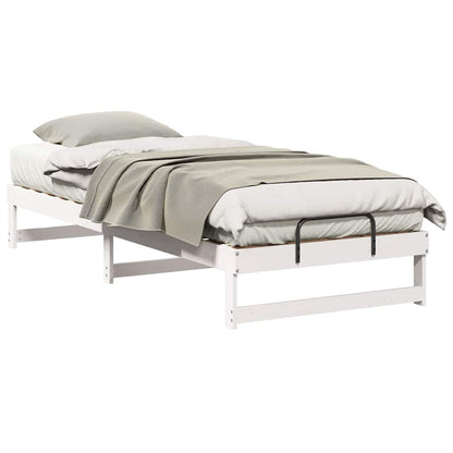 Bed Frame with Carry Handles White Solid pine wood