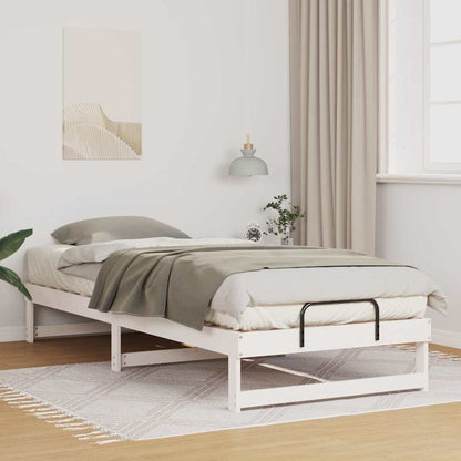 Bed Frame White 100 x 220 cm Solid Pine Wood