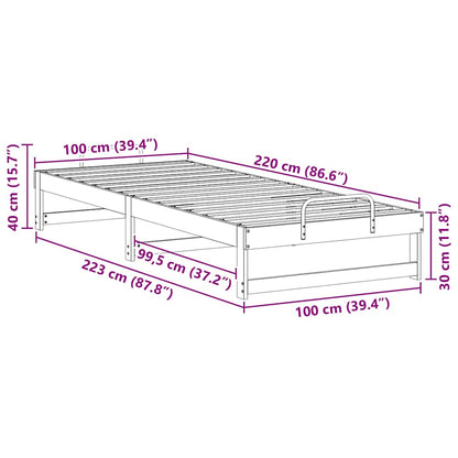 Bed Frame with Carry Handles Brown Solid pine wood