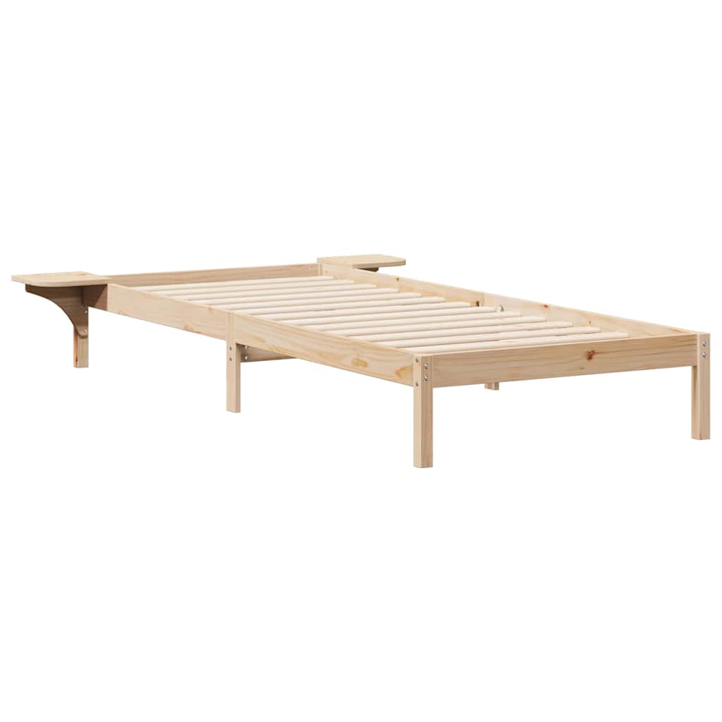 Bed Frame with Side Tables Natural 80 x 210 cm Solid Pine Wood