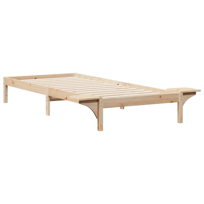 Bed Frame with Side Tables Natural 80 x 210 cm Solid Pine Wood